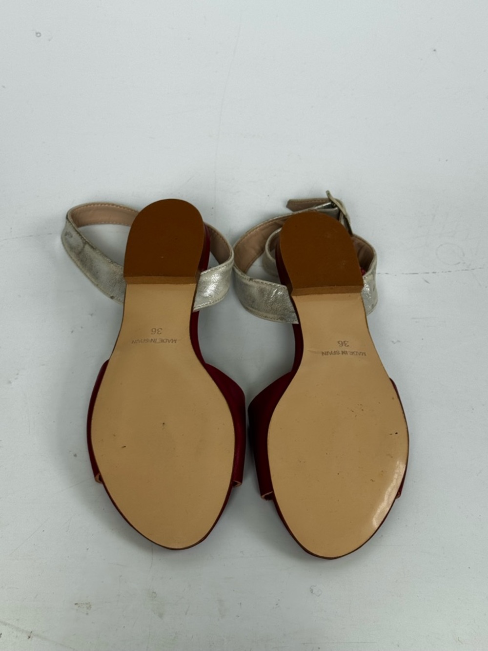 Helene Rouge Red Leather Open-Toe Ankle Strap Sandals European Size 36 - Picture 8 of 10
